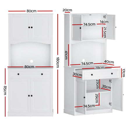 Artiss Buffet Sideboard Cabinet Cupboard Pantry Storage Shelves Hutch White - ElectronX Plus