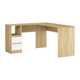 Artiss Computer Desk Drawer Cabinet L-Shape Oak 136CM - ElectronX Plus