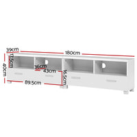 Artiss TV Cabinet Entertainment Unit 180cm White Eddie - ElectronX Plus