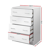 Artiss 4 Chest of Drawers - ANDES White - ElectronX Plus