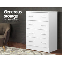 Artiss 4 Chest of Drawers - ANDES White - ElectronX Plus