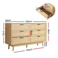 Artiss 6 Chest of Drawers - BRIONY Oak - ElectronX Plus