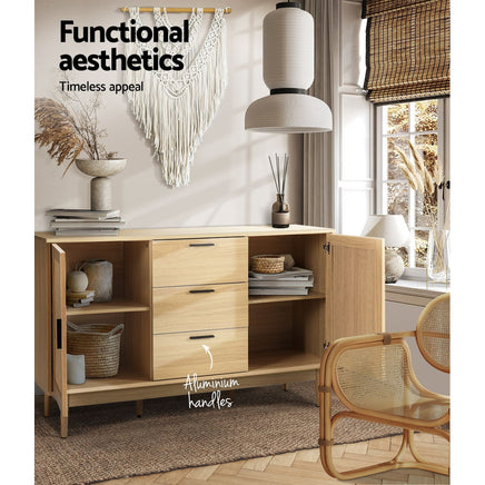 Artiss Rattan Buffet Sideboard - BRIONY Oak - ElectronX Plus