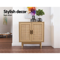 Artiss Rattan Buffet Sideboard 2 Doors - BRIONY Oak - ElectronX Plus