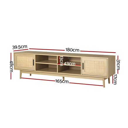 Artiss TV Cabinet Entertainment Unit 180cm Rattan Cole - ElectronX Plus