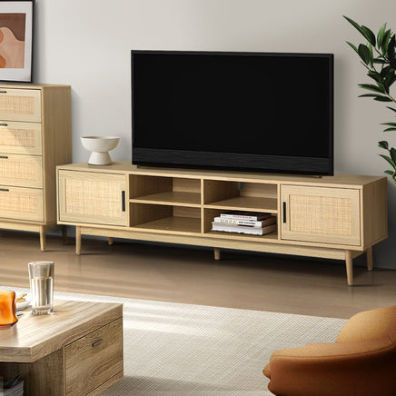 Artiss TV Cabinet Entertainment Unit 180cm Rattan Cole - ElectronX Plus