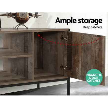 Artiss TV Cabinet Entertainment Unit Stand Storage Wood Industrial Rustic 124cm - ElectronX Plus