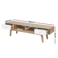 Artiss TV Cabinet Entertainment Unit 180cm Oak White Gary - ElectronX Plus