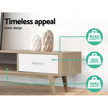 Artiss TV Cabinet Entertainment Unit 180cm Oak White Gary - ElectronX Plus