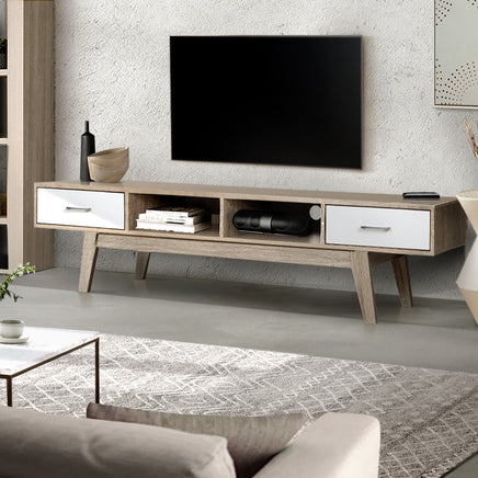 Artiss TV Cabinet Entertainment Unit 180cm Oak White Gary - ElectronX Plus