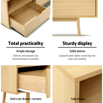 Artiss TV Cabinet Entertainment Unit 120cm Pine Ford - ElectronX Plus