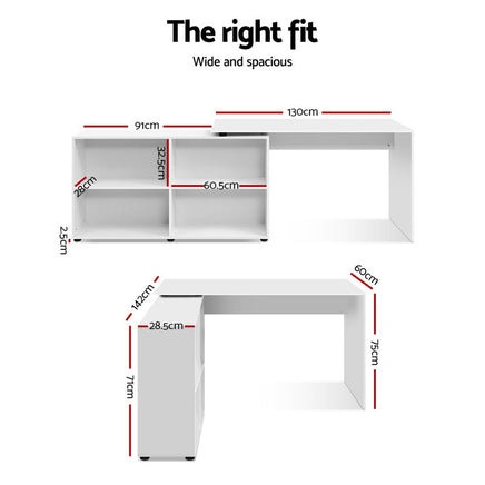 Artiss Computer Desk Bookshelf White 130CM - ElectronX Plus