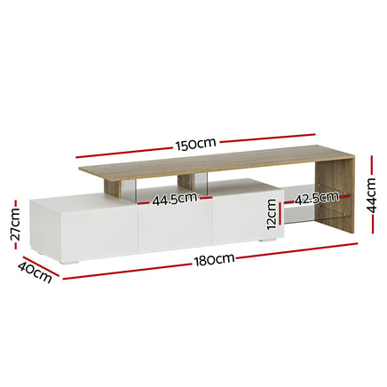 Artiss TV Cabinet Entertainment Unit 180cm Wood White James - ElectronX Plus