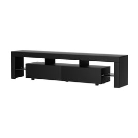 Artiss TV Cabinet Entertainment Unit Stand RGB LED Gloss Furniture 200cm Black - ElectronX Plus