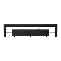 Artiss TV Cabinet Entertainment Unit Stand RGB LED Gloss Furniture 200cm Black - ElectronX Plus