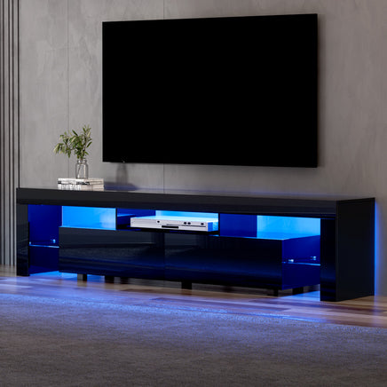 Artiss TV Cabinet Entertainment Unit Stand RGB LED Gloss Furniture 200cm Black - ElectronX Plus