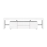 Artiss TV Cabinet Entertainment Unit Stand RGB LED Gloss Furniture 200cm White - ElectronX Plus