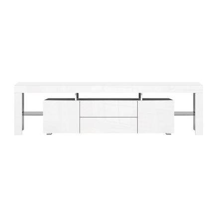 Artiss TV Cabinet Entertainment Unit Stand RGB LED Gloss Furniture 200cm White - ElectronX Plus