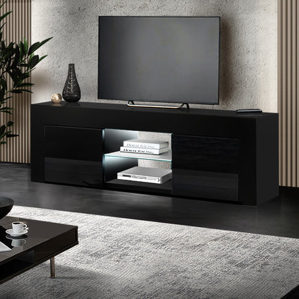 Artiss Entertainment Unit TV Cabinet LED 130cm Black Angus - ElectronX Plus