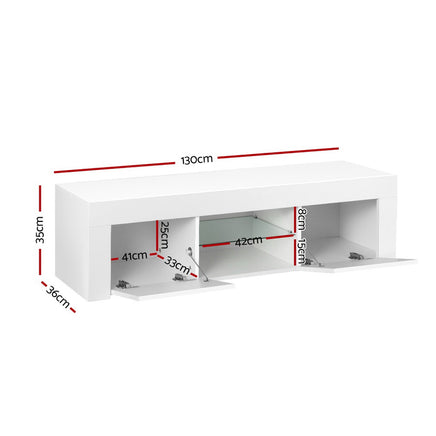 Artiss Entertainment Unit TV Cabinet LED 130cm White Angus - ElectronX Plus