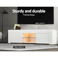 Artiss Entertainment Unit TV Cabinet LED 130cm White Angus - ElectronX Plus