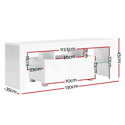 Artiss Entertainment Unit TV Cabinet LED 130cm White Elo - ElectronX Plus