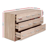 Artiss 6 Chest of Drawers - VEDA Oak - ElectronX Plus