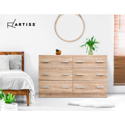 Artiss 6 Chest of Drawers - VEDA Oak - ElectronX Plus