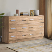 Artiss 6 Chest of Drawers - VEDA Oak - ElectronX Plus