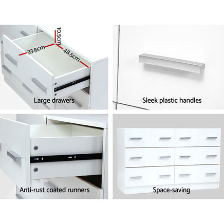 Artiss 6 Chest of Drawers - VEDA White - ElectronX Plus