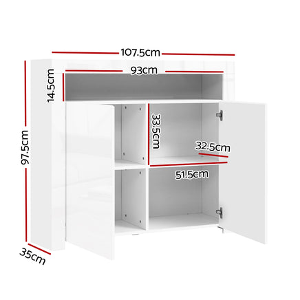 Artiss Buffet Sideboard LED - ARNO White - ElectronX Plus