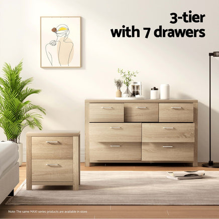 Artiss 7 Chest of Drawers - MAXI Pine - ElectronX Plus