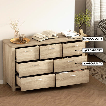 Artiss 7 Chest of Drawers - MAXI Pine - ElectronX Plus