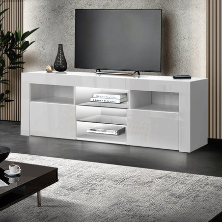 Artiss Entertainment Unit TV Cabinet LED 160cm White Bobi - ElectronX Plus