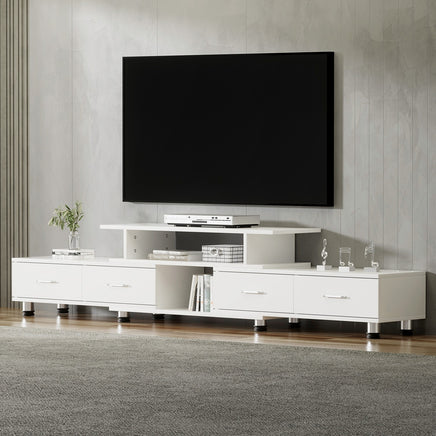 Artiss TV Cabinet Entertainment Unit Stand Wooden 160CM To 220CM Lowline Storage Drawers White - ElectronX Plus