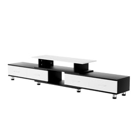 Artiss TV Cabinet Entertainment Unit Stand Wooden 160CM To 220CM Storage Drawers Black White - ElectronX Plus