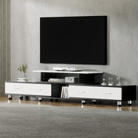 Artiss TV Cabinet Entertainment Unit Stand Wooden 160CM To 220CM Storage Drawers Black White - ElectronX Plus