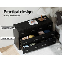 Artiss 6 Chest of Drawers - VEDA Black - ElectronX Plus