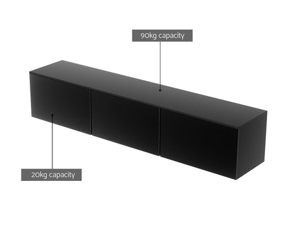 Artiss Floating Entertainment Unit TV Cabinet High Glossy Black 3 Cabinets 200CM - ElectronX Plus