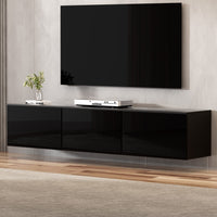 Artiss Floating Entertainment Unit TV Cabinet High Glossy Black 3 Cabinets 200CM - ElectronX Plus