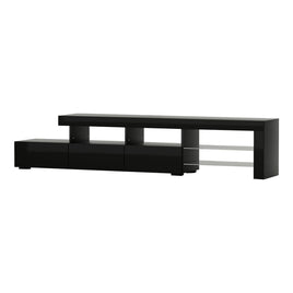 Artiss Entertainment Unit TV Cabinet LED 215cm Black Caya - ElectronX Plus