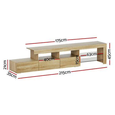 Artiss Entertainment Unit TV Cabinet LED 215cm Pine Caya - ElectronX Plus