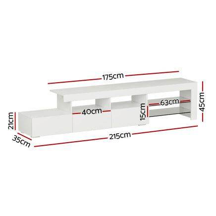 Artiss Entertainment Unit TV Cabinet LED 215cm White Caya - ElectronX Plus