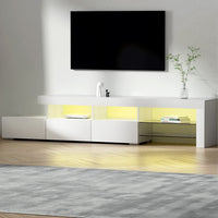 Artiss Entertainment Unit TV Cabinet LED 215cm White Caya - ElectronX Plus