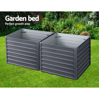 Greenfingers 2x Garden Bed 100x100x77cm Planter Box Raised Container Galvanised - ElectronX Plus