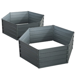 Greenfingers 2x Garden Bed 130x130x46cm Planter Box Raised Container Galvanised - ElectronX Plus