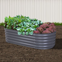 Greenfingers Garden Bed 160X80X42cm Oval Planter Box Raised Container Galvanised - ElectronX Plus