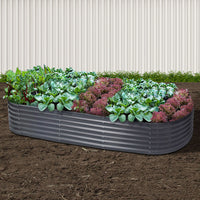 Greenfingers Garden Bed 240X80X42cm Oval Planter Box Raised Container Galvanised - ElectronX Plus