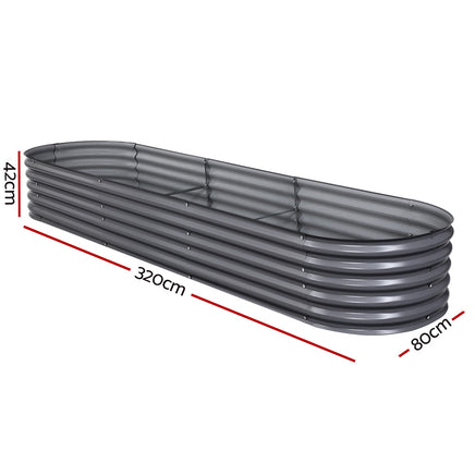 Greenfingers Garden Bed 320X80X42cm Oval Planter Box Raised Container Galvanised - ElectronX Plus