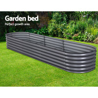 Greenfingers Garden Bed 320X80X42cm Oval Planter Box Raised Container Galvanised - ElectronX Plus